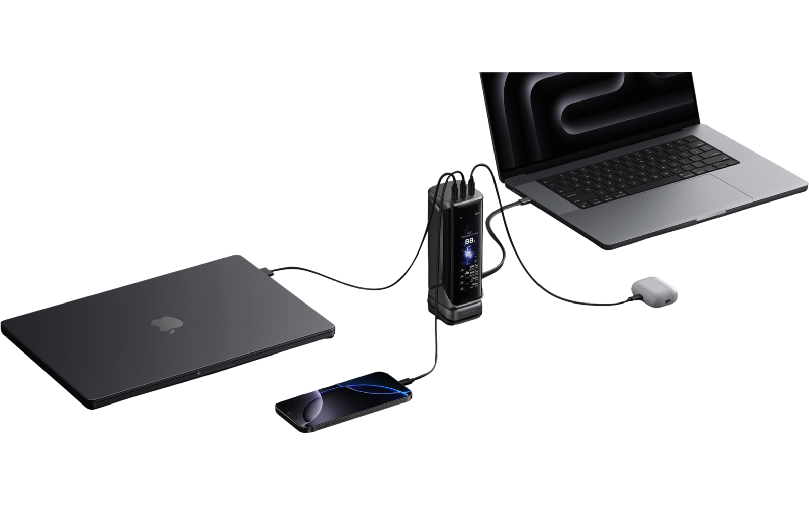 Detalj av Powerbank Rapid Pro X USB-C 27650 mAh 300 W USB-C-porter