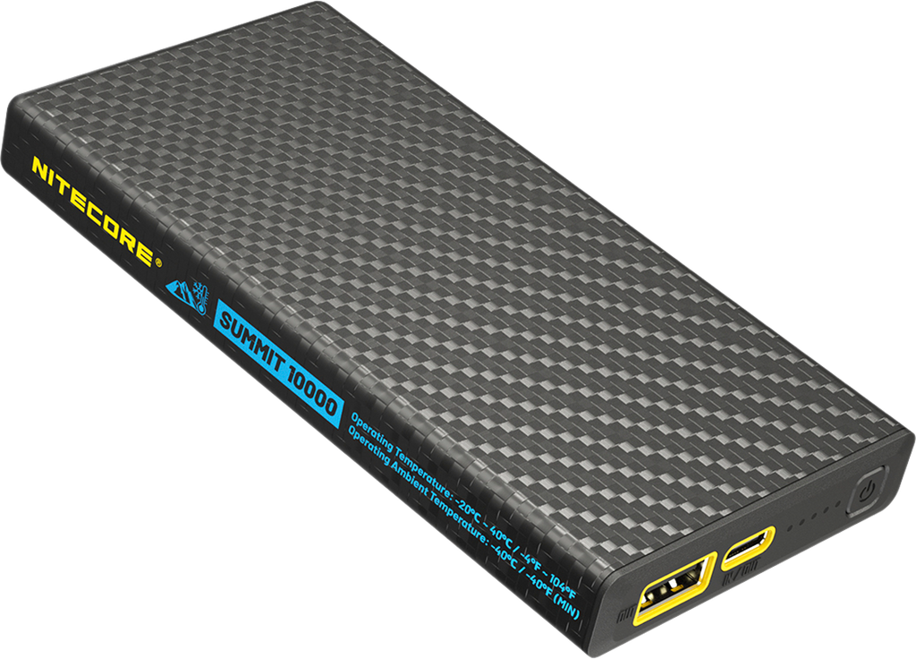 Powerbank Summit 10000 mAh karbonhus IPX5 forfra