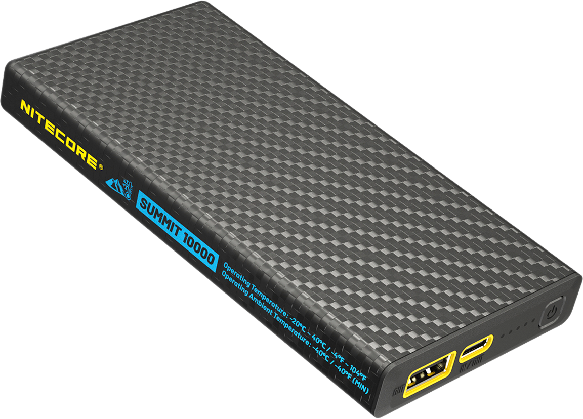 Powerbank Summit 10000 mAh karbonhus IPX5 forfra