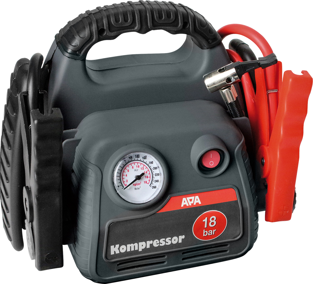 Powerpack med kompressor 12V 250A 7000mAh - APA forfra