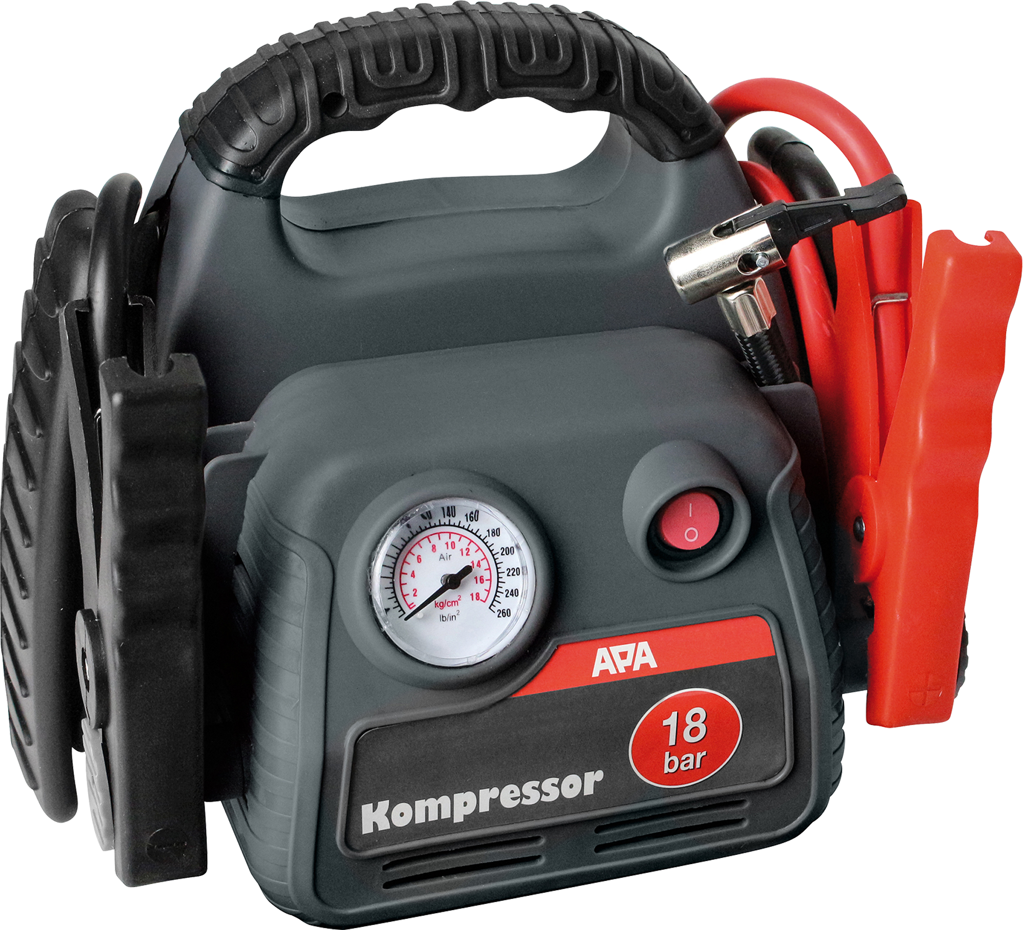 Powerpack med kompressor 12V 250A 7000mAh - APA forfra