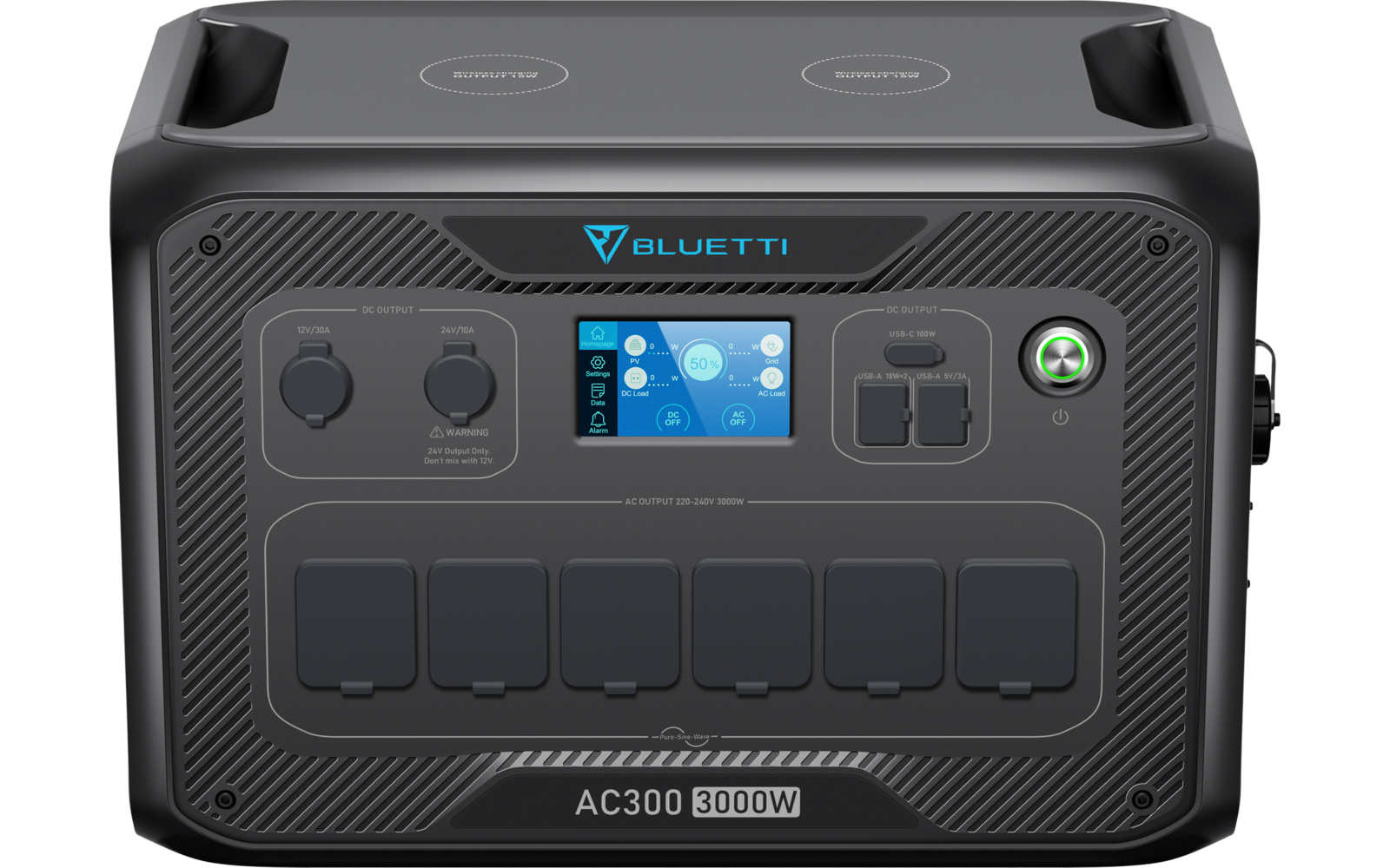 Powerstation AC300 basismodul 3000 W ren sinusbølge Bluetti bakside
