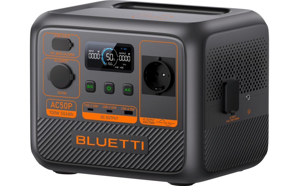 Powerstation AC50P 700 W 504 Wh LiFePO4 detalj av tilkoblinger