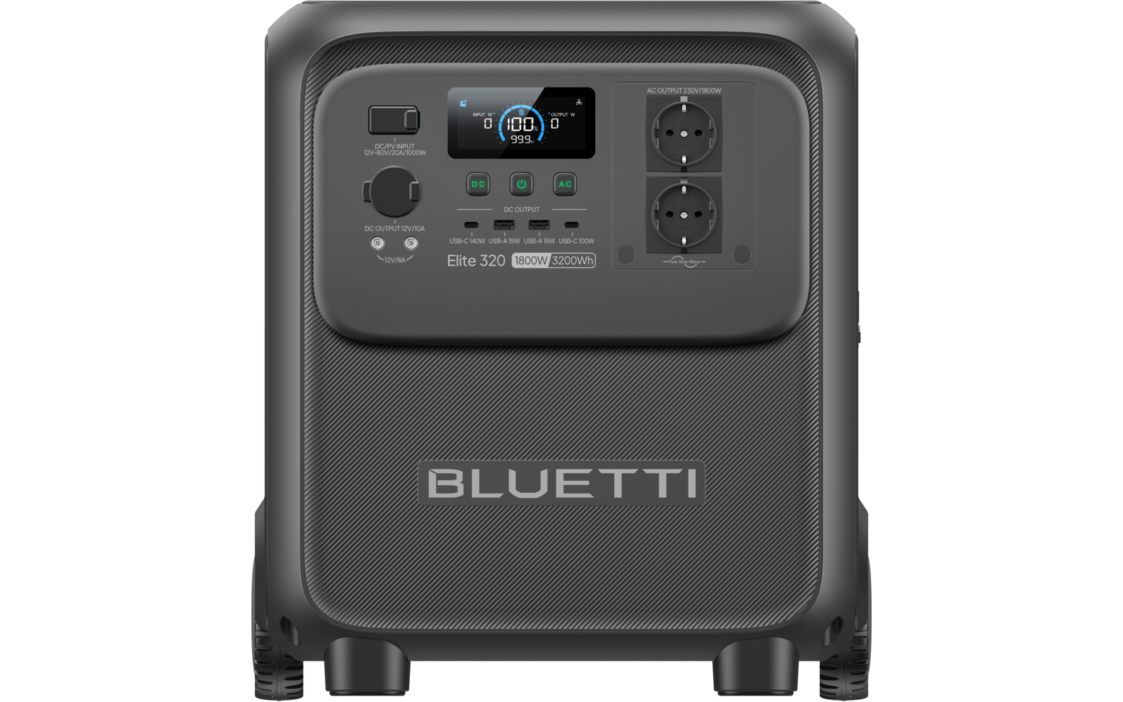 Detalj av Bluetti Elite 320 powerstation