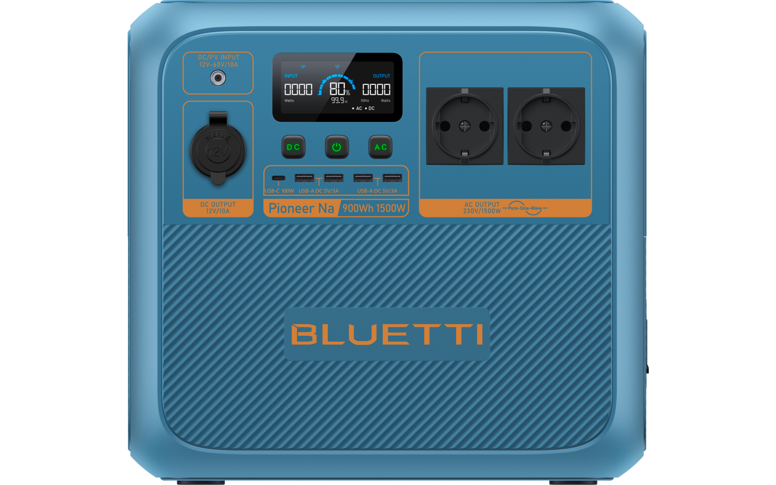 Powerstation Pioneer Na bakside med tilkoblinger