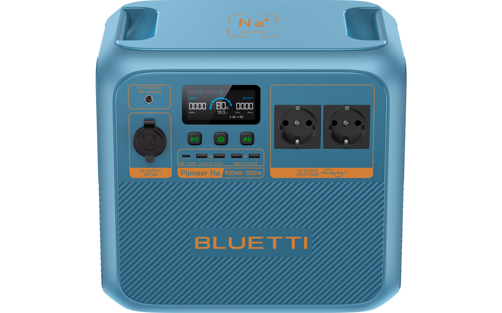 Detalj av kontroller på Powerstation Pioneer Na Bluetti