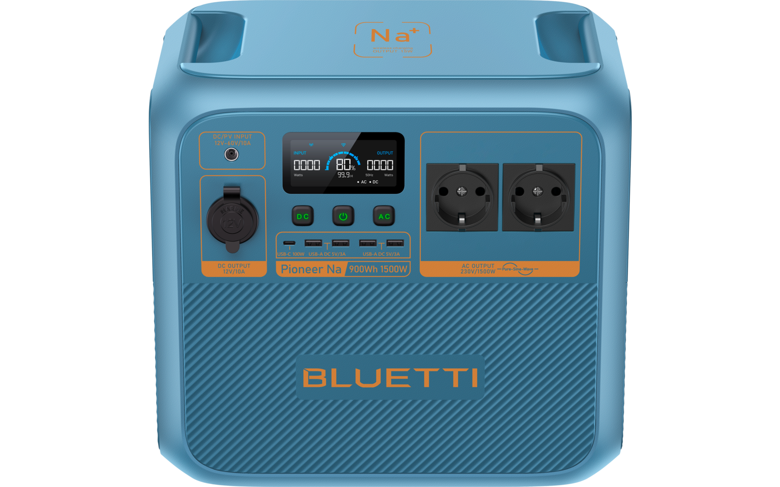 Detalj av kontroller på Powerstation Pioneer Na Bluetti