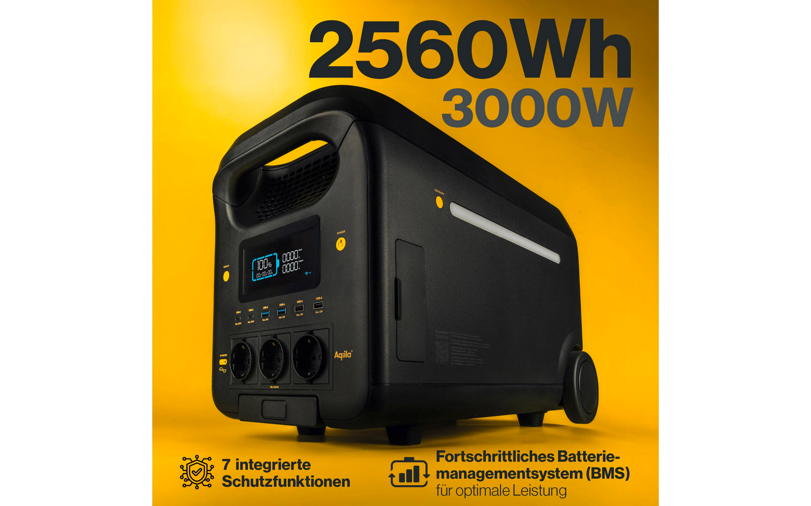 Nærbilde av tilkoblingsporter på Powerstation Powerbird S3000V2