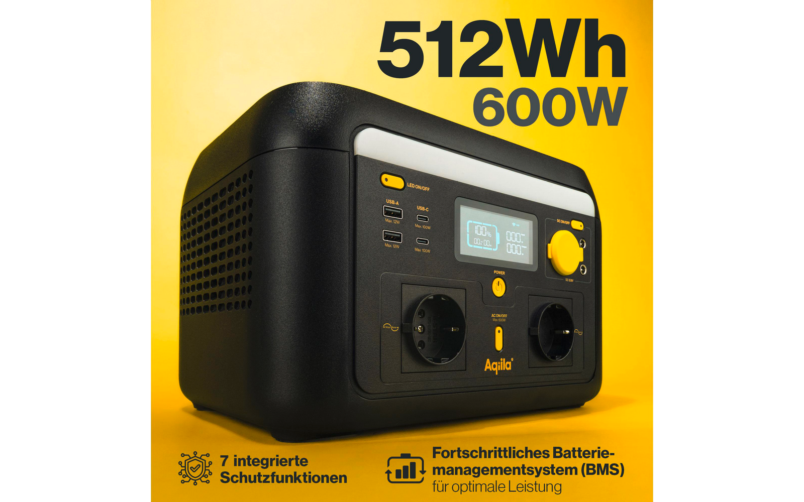 Powerstation S600V2 nærbilde av tilkoblinger