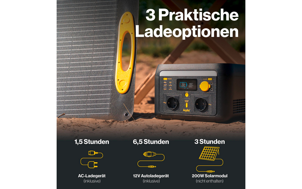 Powerstation S600V2 600 W 512 Wh bærbar 7 kg - Aqiila