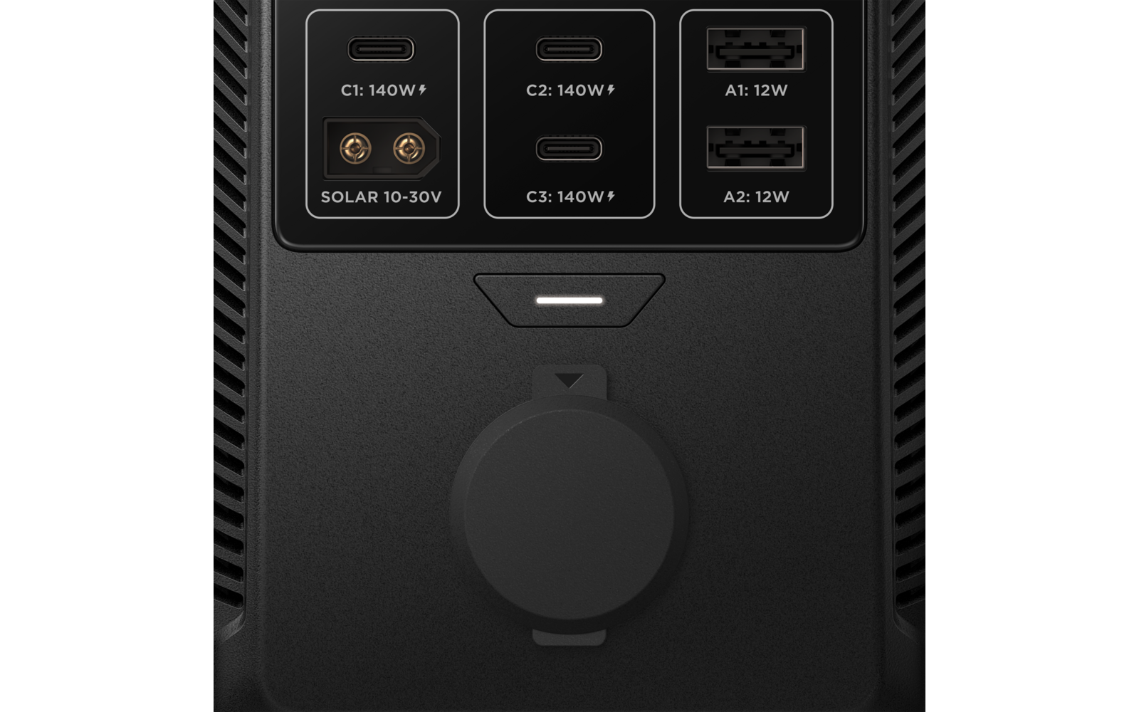 Visning av USB-C og USB-A porter på Powerstation Trail Plus 300 DC 288 Wh 2,26 kg