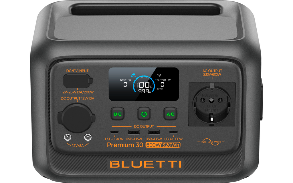 Premium 30 V2 kraftstasjon 320Wh 600W - Bluetti detalj av kontakter