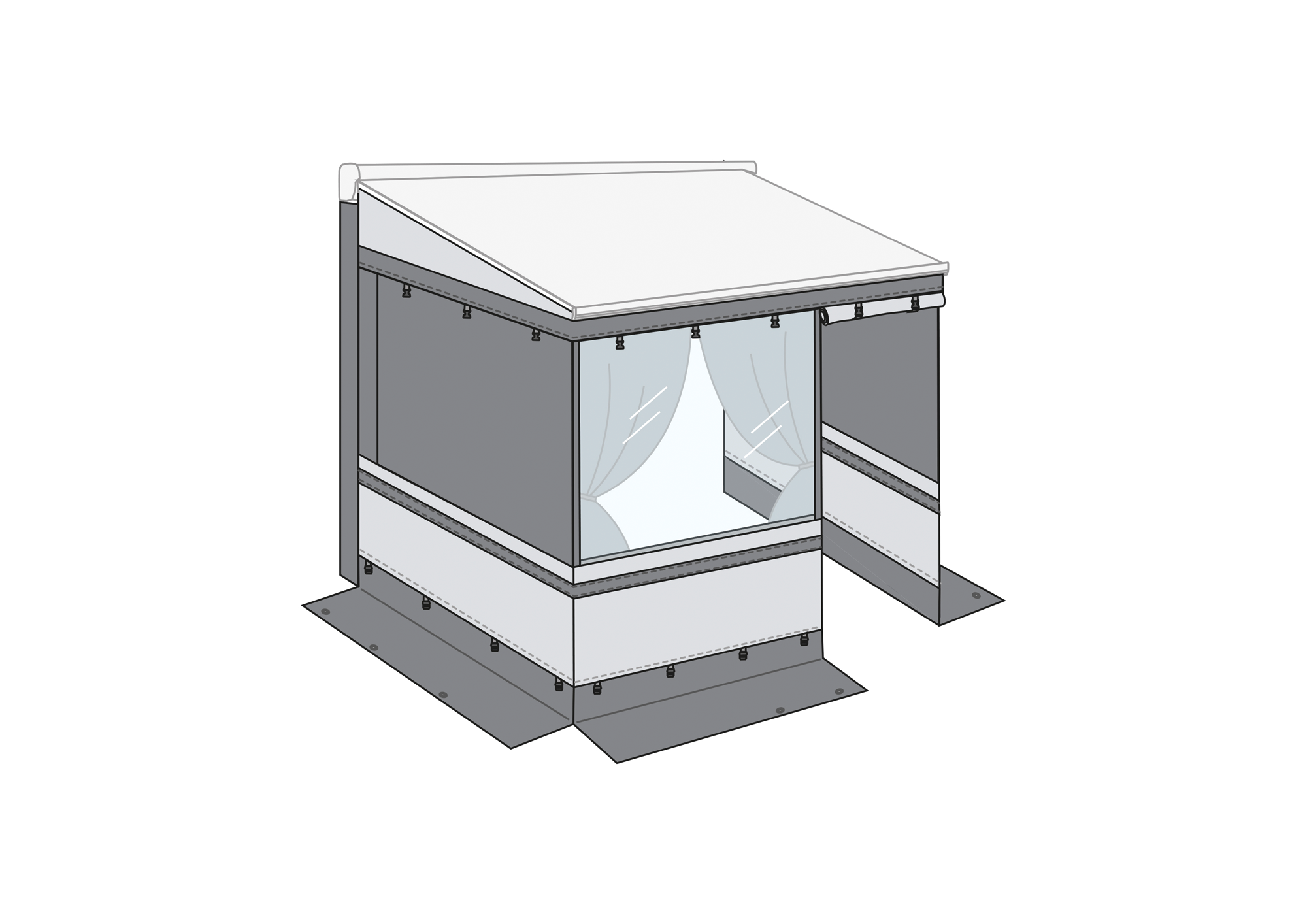 Privacy Room Light Van 260 markisefortelt for F45/F65 forfra