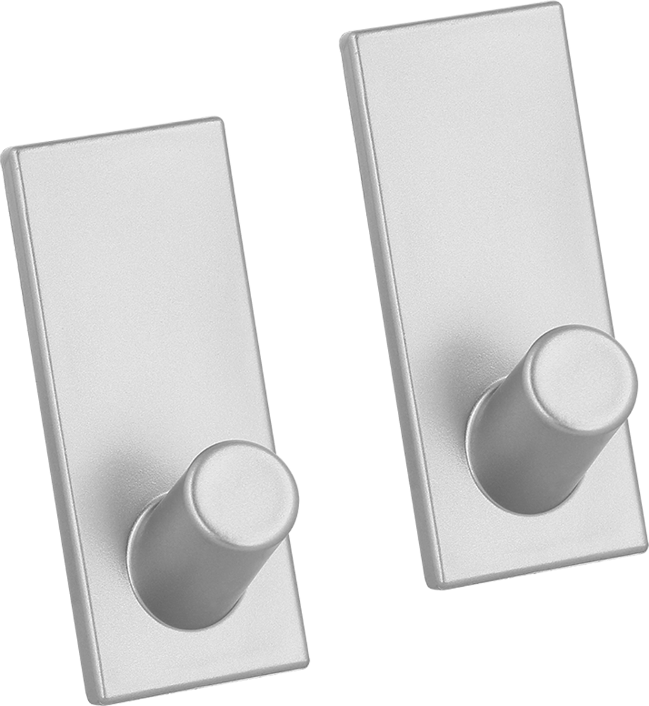 pullCLEAN klebekroker rektangulære 2-pk sølv 6,3 cm forfra