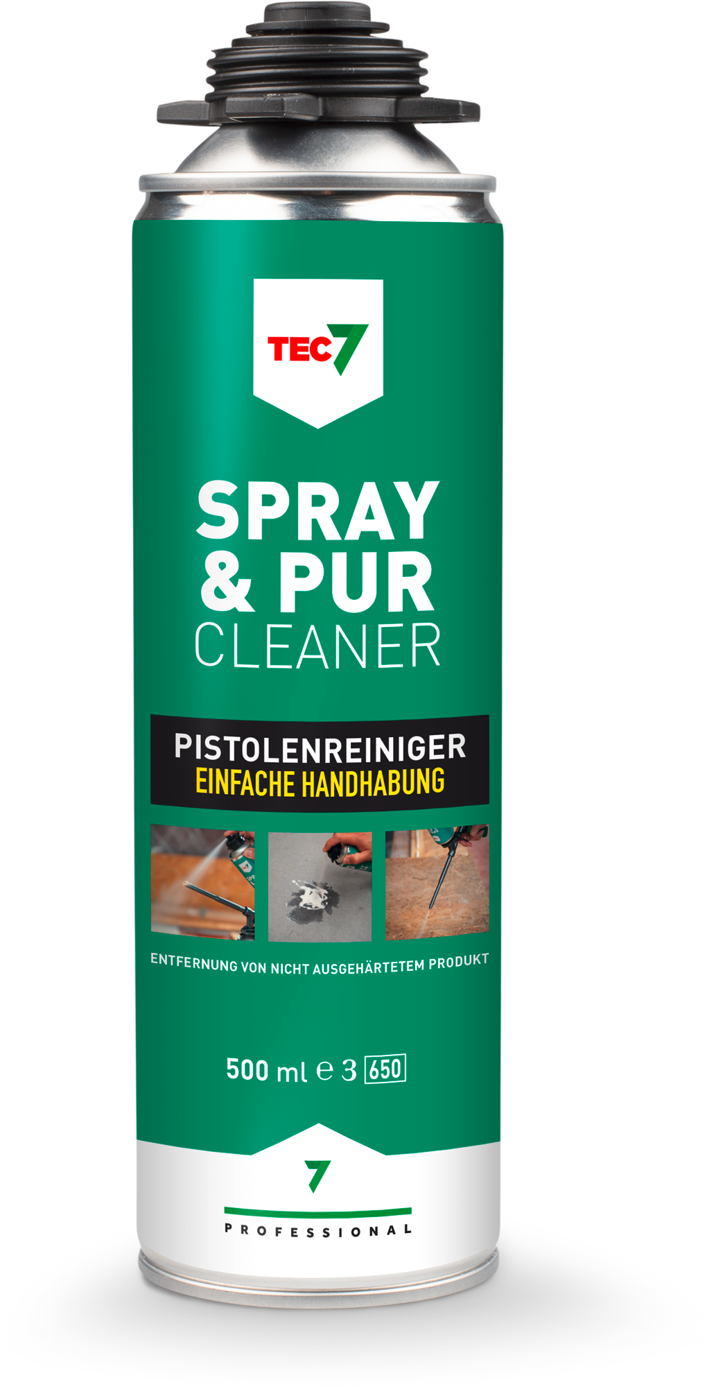 PUR Cleaner rengjøringsspray for PU-skumpistol 500 ml - TEC7 forfra