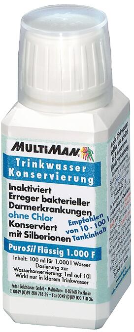 PuroSil 1000 F drikkevannkonservering 100 ml flytende forfra