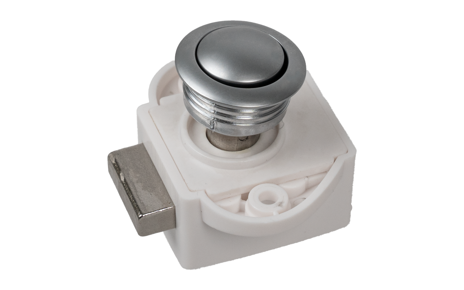 Push Lock trykknapp mini Ø48 mm møbellås detalj nærbilde