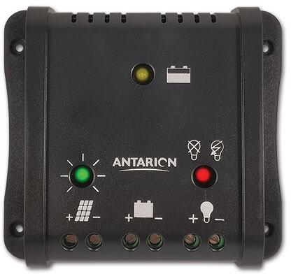 PWM-laderegulator 10A 12V for solcellepanel opptil 160 W fra Antarion sett forfra