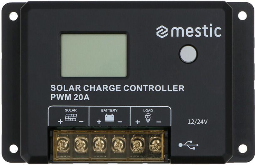 PWM solcelleladeregulator MSC-2020 20A 12/24V med LCD-display forside