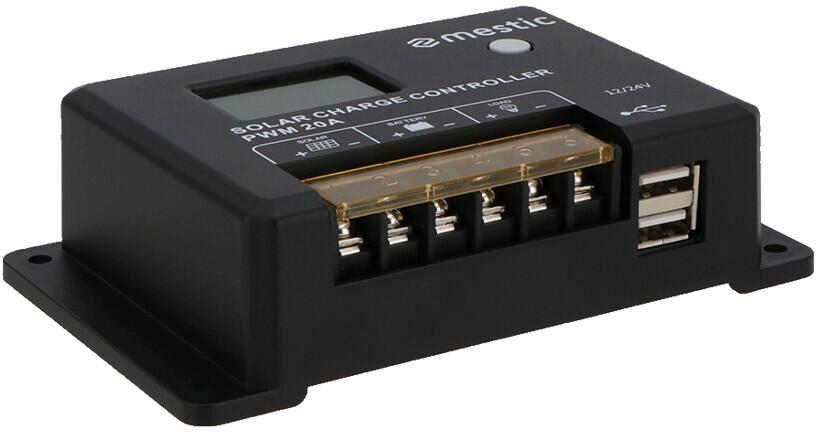 Bakside av PWM solcelleladeregulator MSC-2020 20A 12/24V med LCD-display