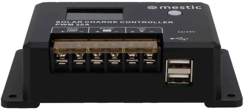 Detalj av LCD-display på PWM solcelleladeregulator MSC-2020 20A 12/24V