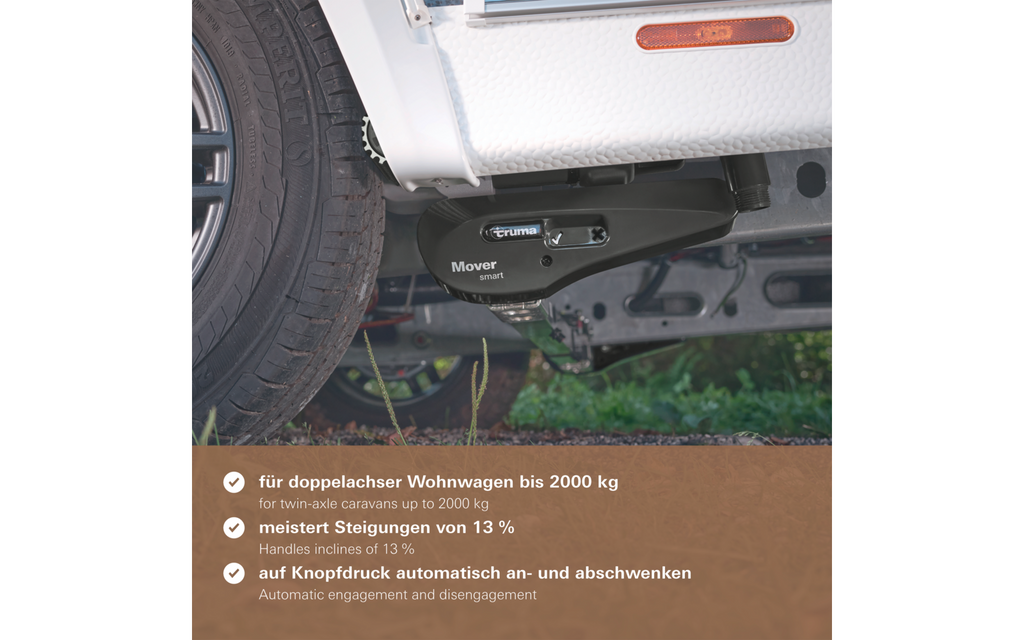 Rangeringshjelpemotor Mover Smart A for enakslet campingvogn bakside