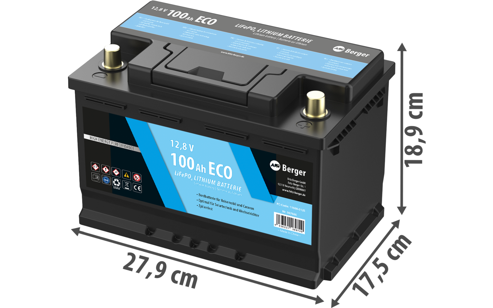 Rangierhjelp Titanium 2.0 halvautomatisk LiFePO4 batteri detalj