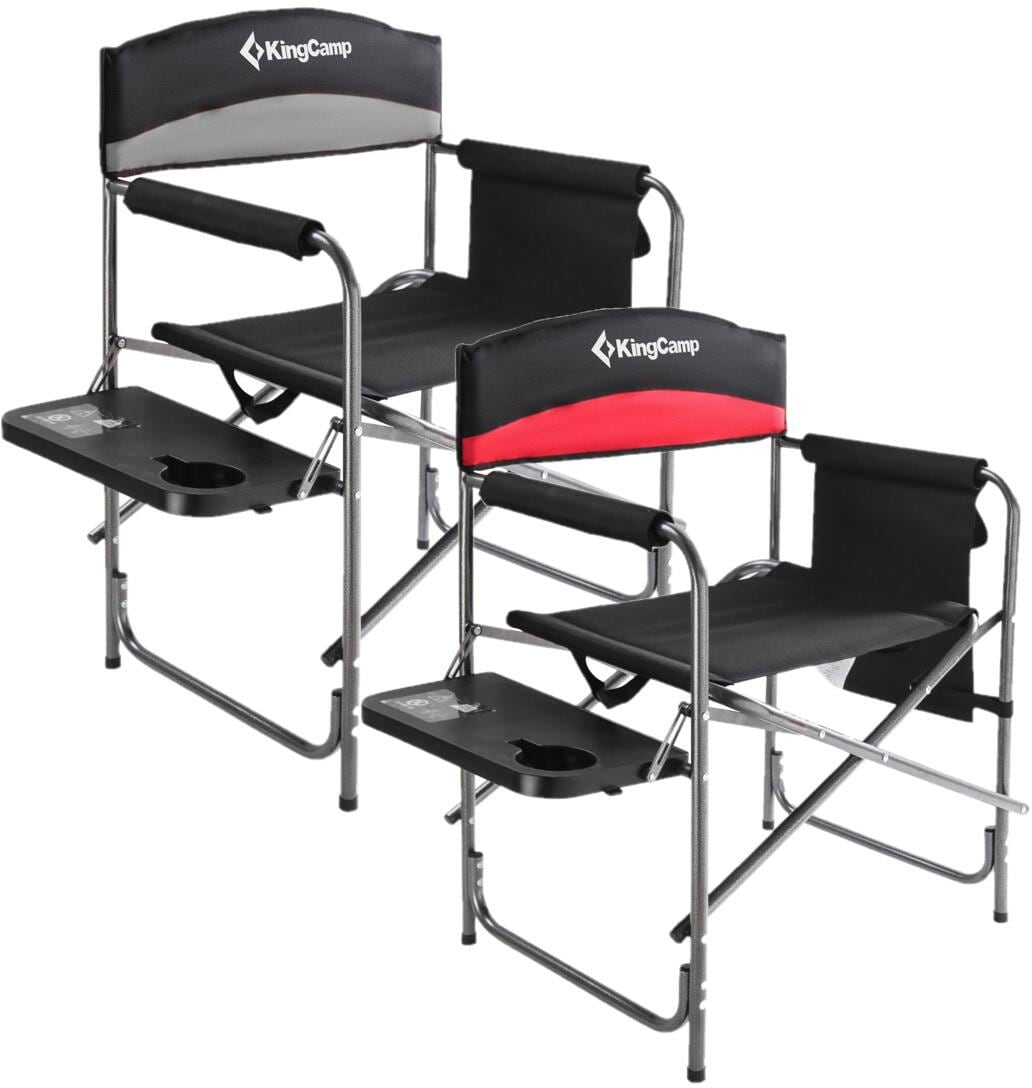 Regissørstol Deluxe med sidebord og organiser 180 kg stål - KingCamp forfra