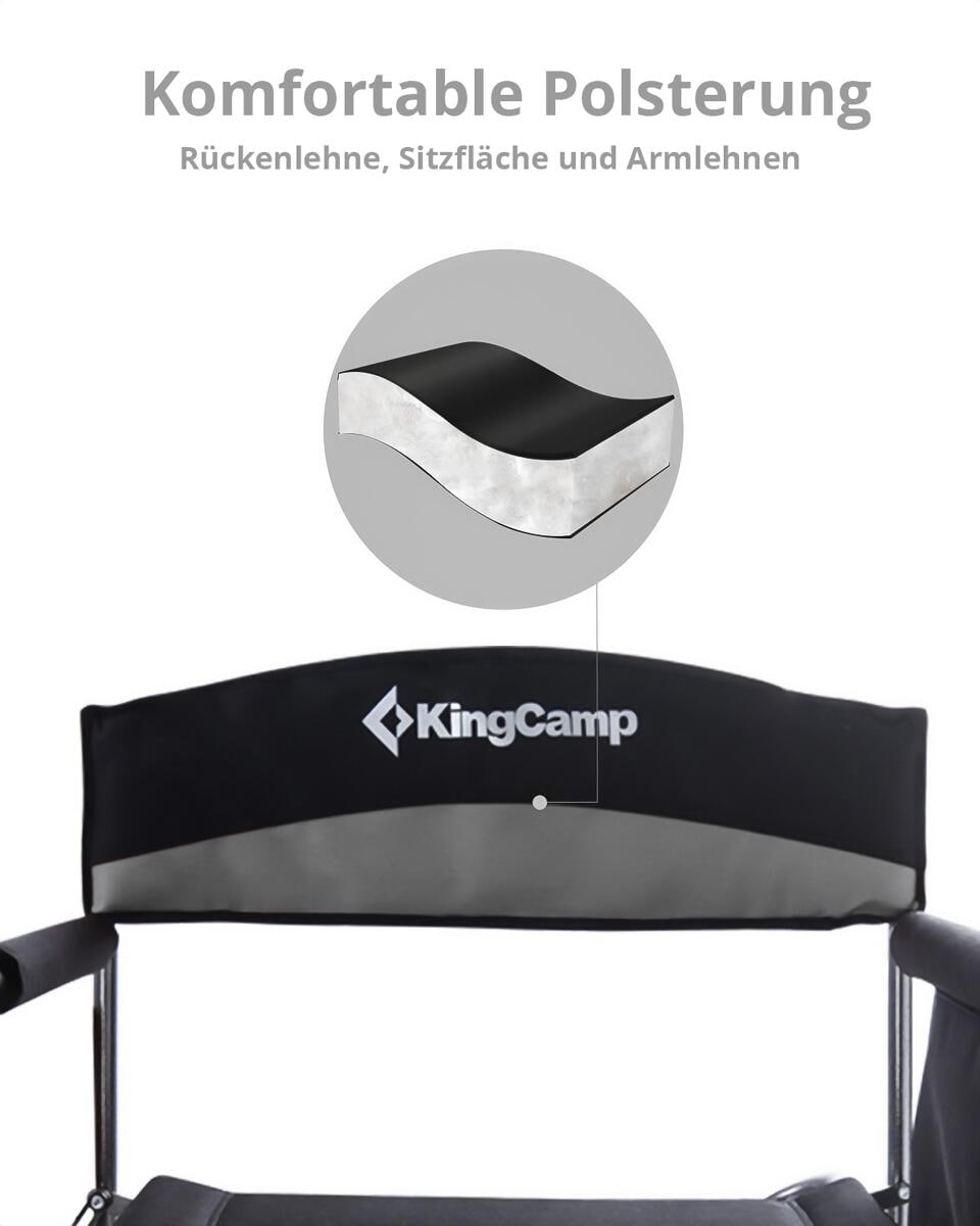Regissørstol Deluxe med sidebord og organiser 180 kg stål - KingCamp foldet sammen