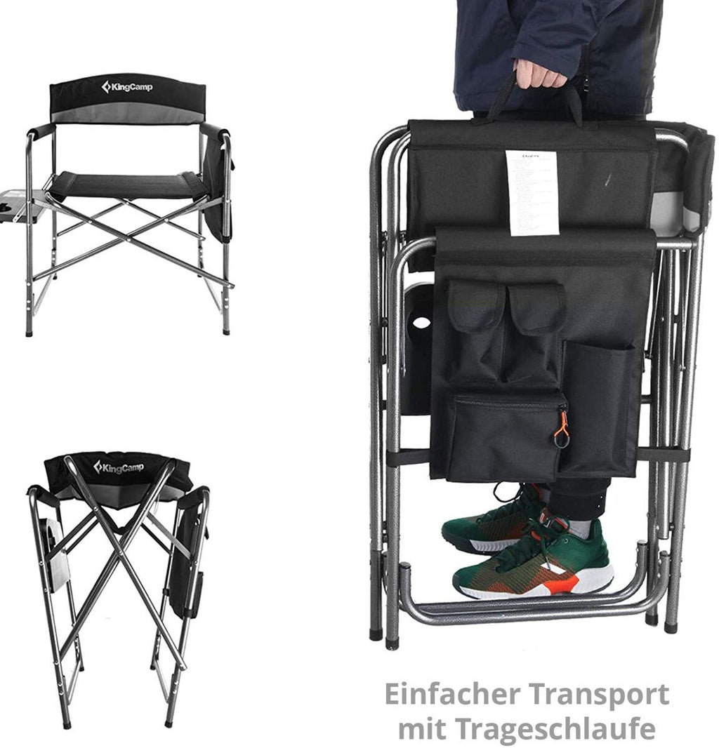 Detalj av kopp-holder på sidebord Regissørstol Deluxe med sidebord og organiser 180 kg stål - KingCamp