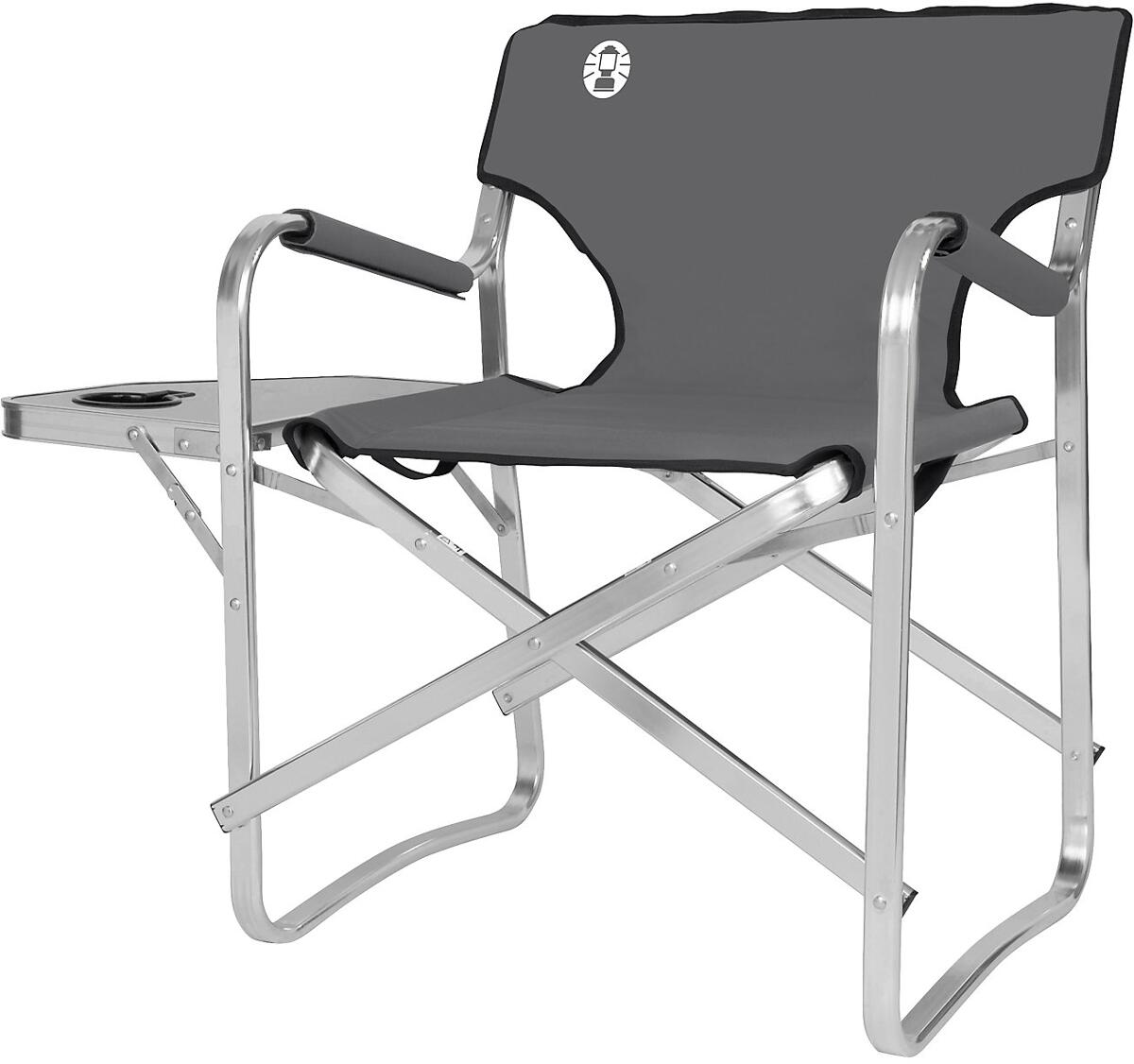 Registol Deck Chair med sidebord og koppholder grå - Coleman forfra