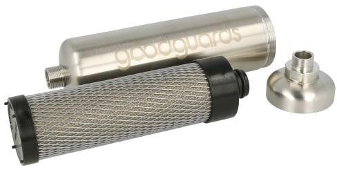 Reinguard aktivkullfilter i rustfritt stål 3/8" 200 mm forfra