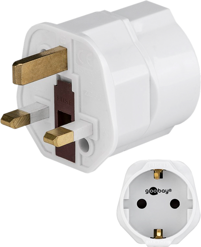 Reiseadapter EU til UK type G, hvit - Goobay for enkel tilkobling av elektriske enheter