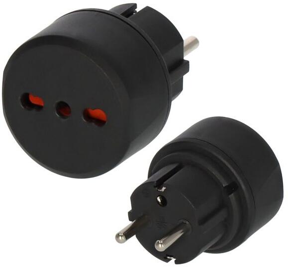Bakside av Reiseadapter schuko til italiensk type L matt-svart Brennenstuhl