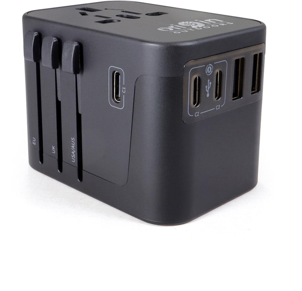 Reiseadapter universal med 5 USB-utganger (2A/3C) - Origin Outdoors forfra