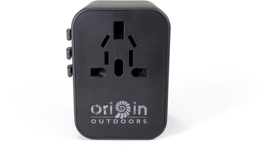 Reiseadapter universal med 5 USB-utganger (2A/3C) - Origin Outdoors bakside