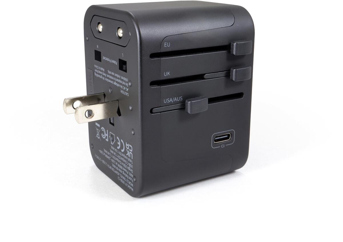 Nærbilde av skyvere på Reiseadapter universal med 5 USB-utganger (2A/3C) - Origin Outdoors