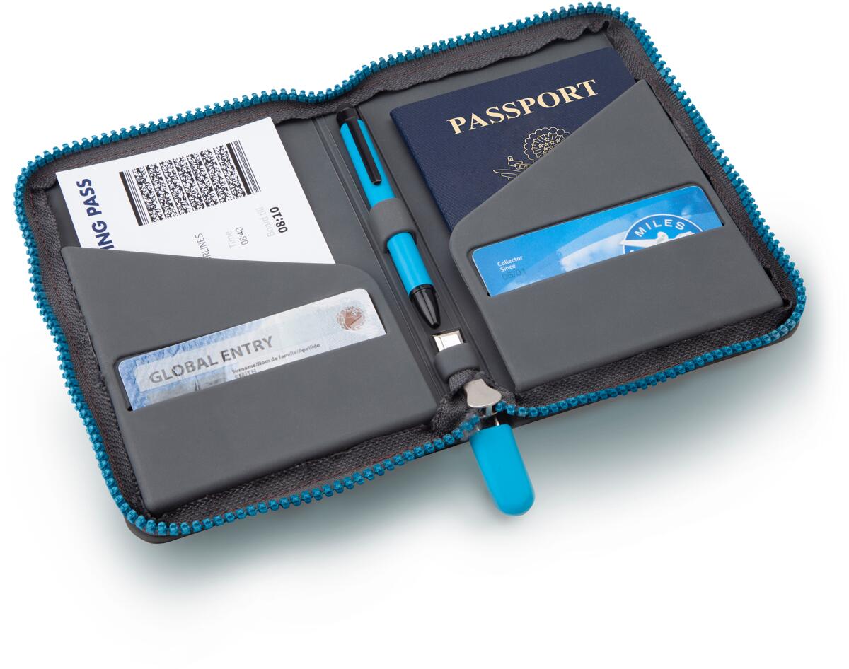 Reisedokumentmappe med kulepenn 11,2x16,4 cm - Joie forfra