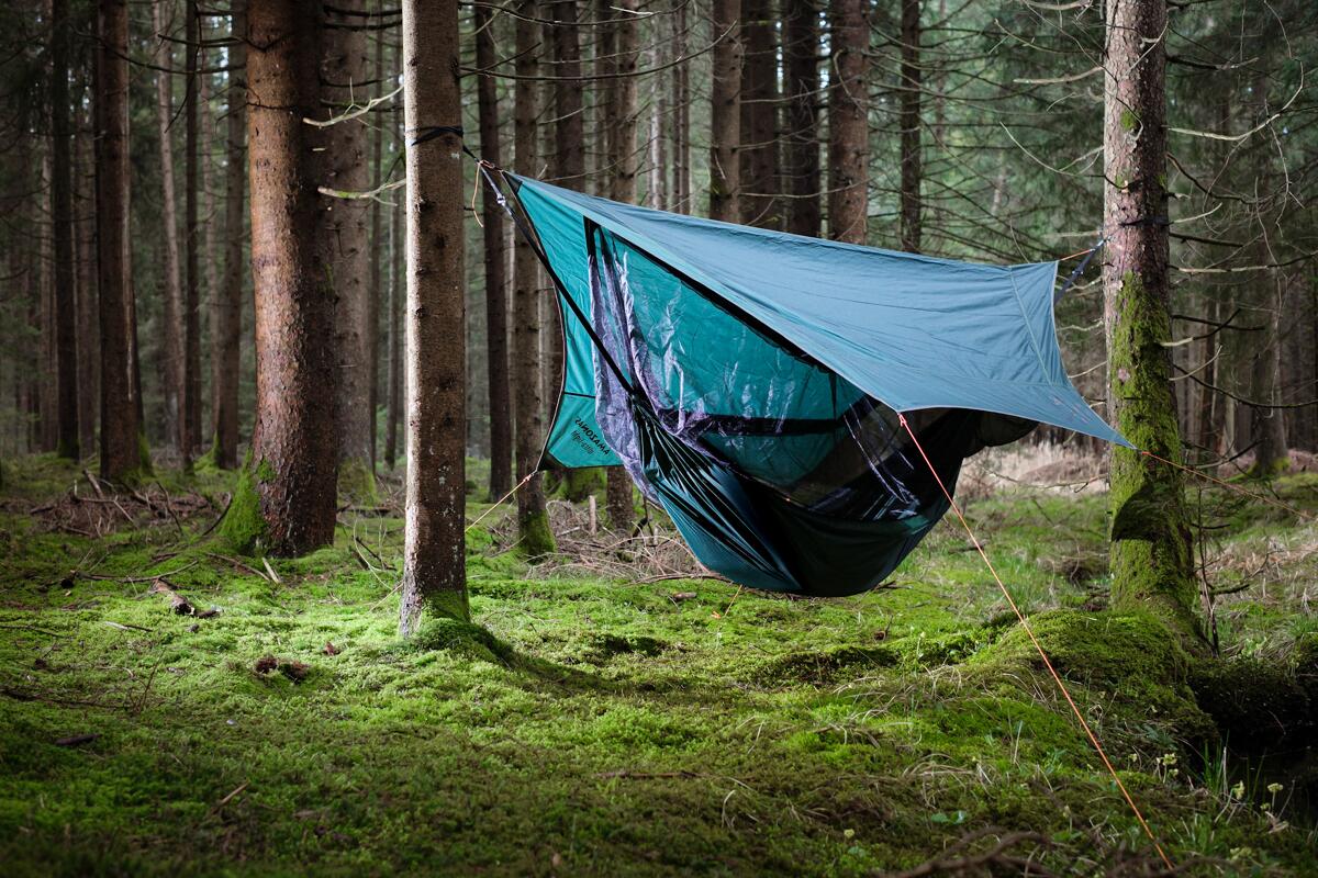 Reisehengekøye Traveller Camp med inkluderte festesnorer