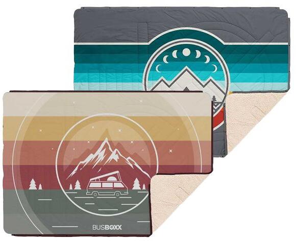 Reisepledd 4-i-1 med CloudTouch fleece 203x137 cm - BUS-BOXX forfra
