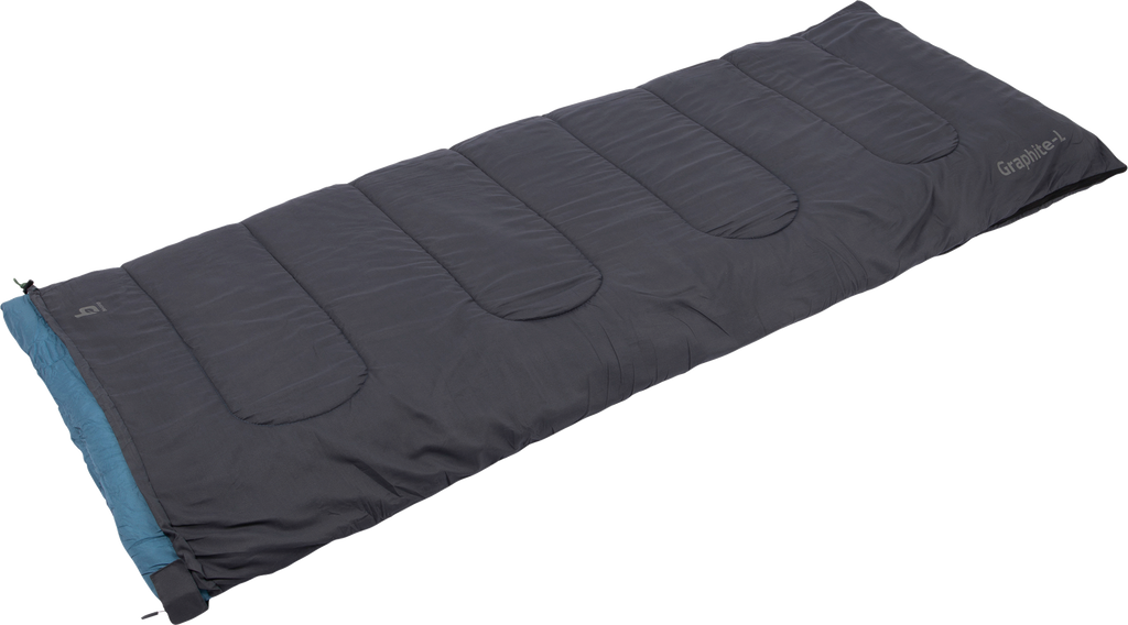 Rektangulær sovepose Graphite L 200 x 80 cm 12 °C blå - Bo-Camp sett forfra og helt utbrettet