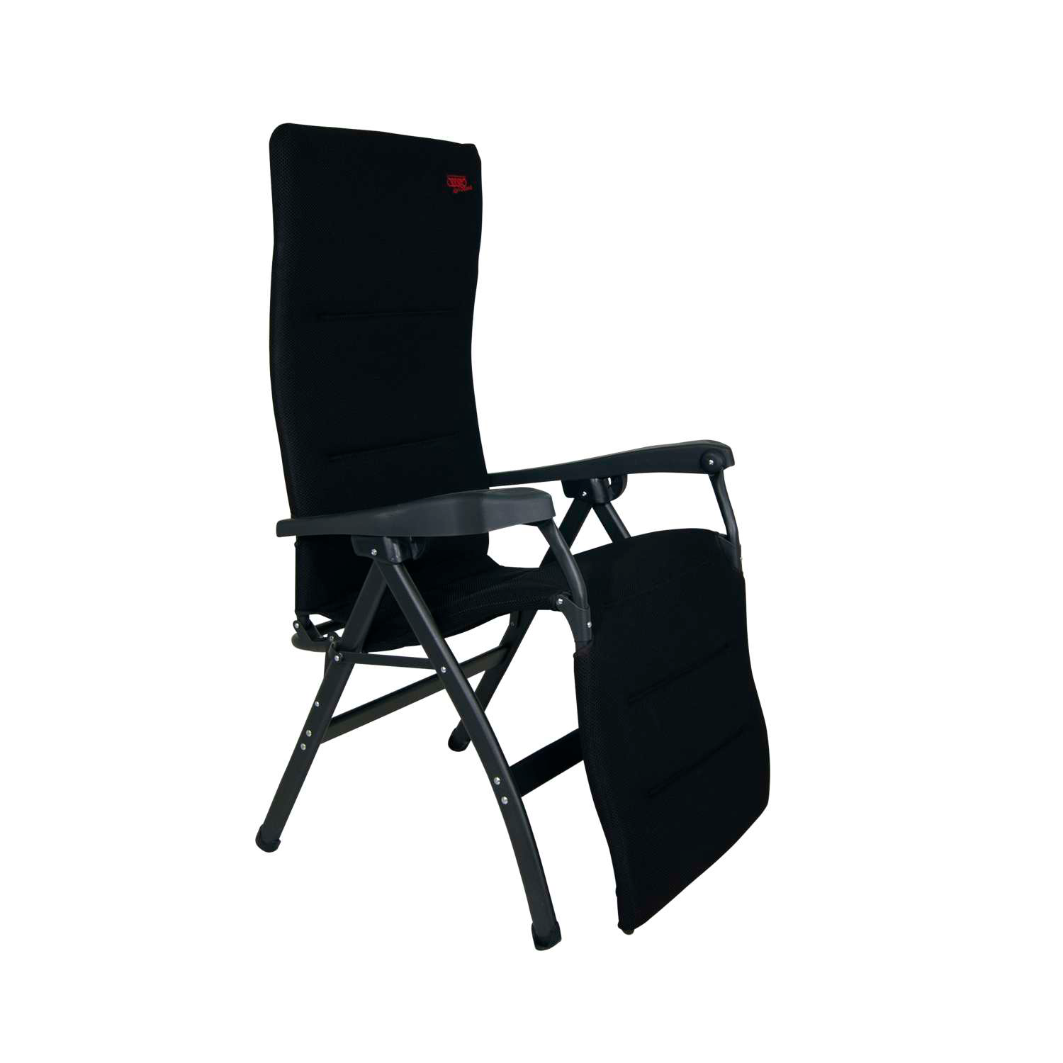 Relaxstol Air Deluxe med pute, aluminium 130 kg svart - Crespo forfra