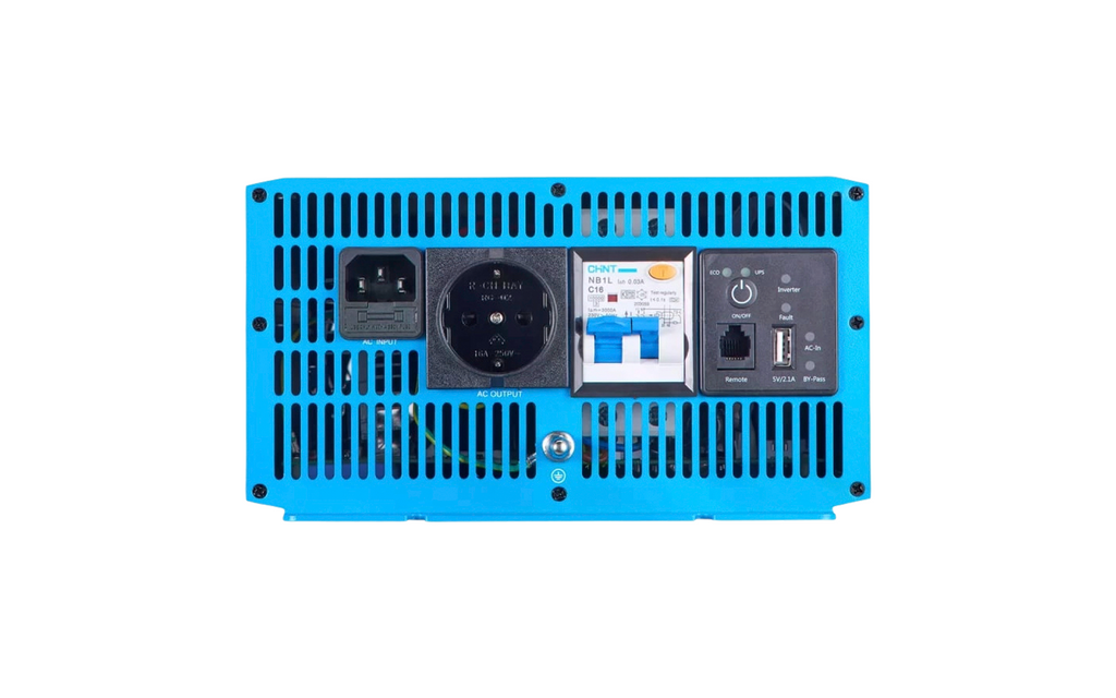 Ren sinus vekselretter 12V/230V 1000W med forrangkobling med vifte