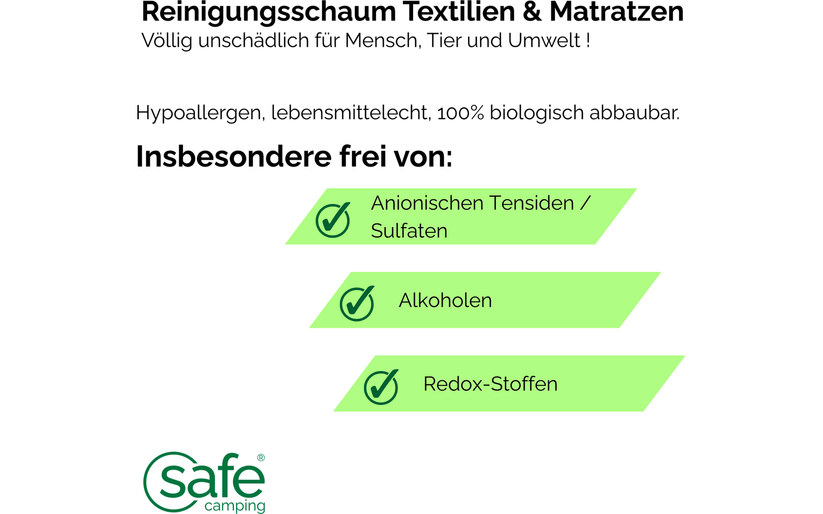 Rengjøringsskum for tekstiler og madrasser 500 ml - SAFE CAMPING detalj