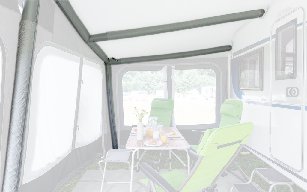 Reserveslange-sett for Vicenza Air All Season campingvognfortelt i grått, sett forfra