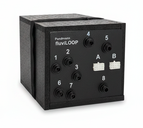 Resirkulerende campingdusj fluviLOOP 5 liter vannsparesystem forfra