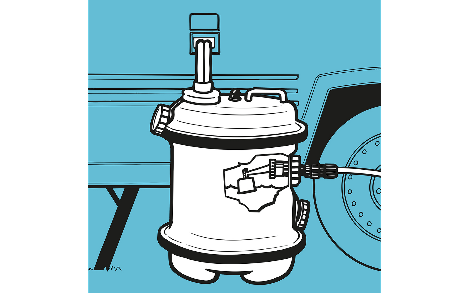Detalj av rullbar vanntank 40 liter economy for campingplass Aquaroll