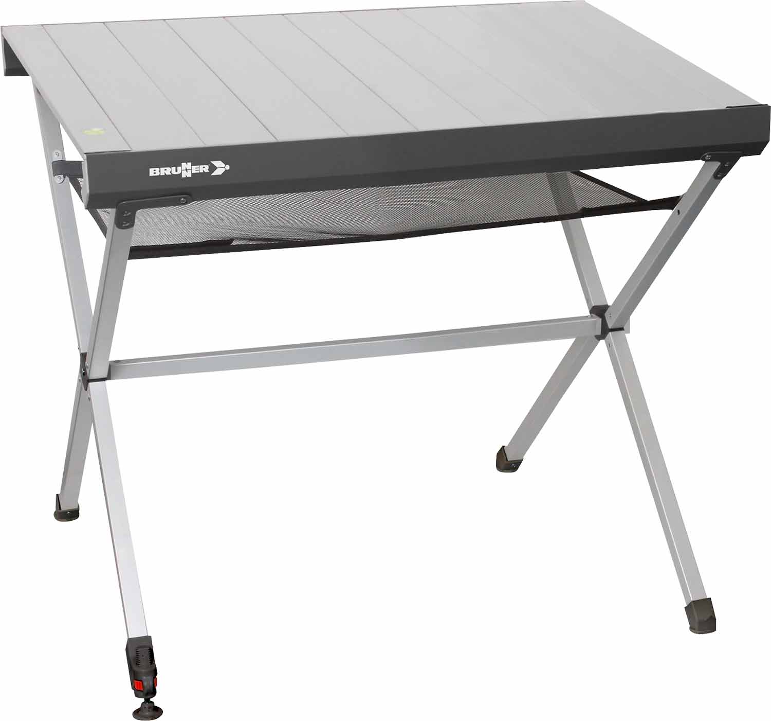 Rullbart campingbord Axia 104 x 62 cm med nettinghylle Brunner forfra