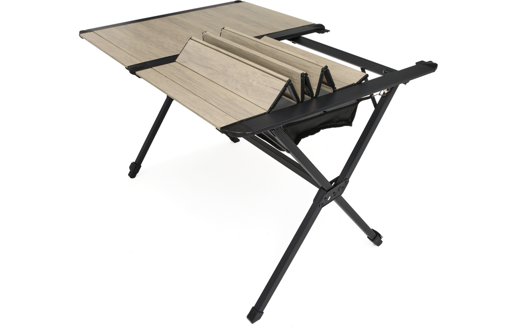 Rullbart campingbord Calais aluminium 115 x 72 cm detalj av bordplate