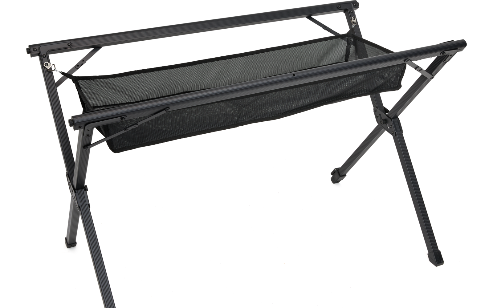 Rullbart campingbord Calais aluminium 115 x 72 cm montert på campingplass